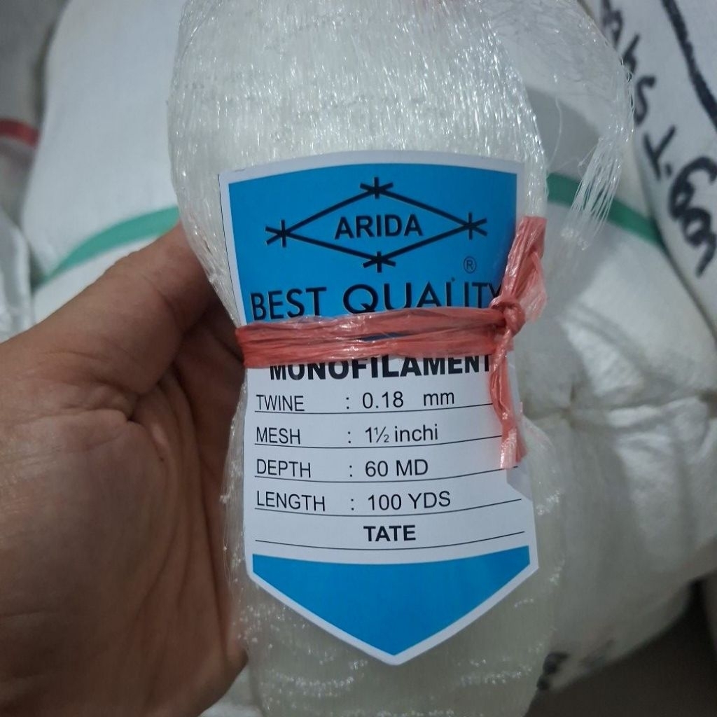 Promo Jaring Ikan Arida 1,5 inchi 0.18mm 60md/100yds tate Mata malang Pukat Ikan Arida
