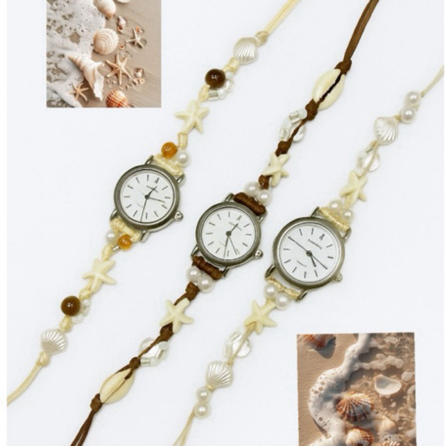 Jam Tangan Moana / Jam Tangan Tema Pantai / Jam Tangan Serut Aesthetic / Jam Tangan Manik Serut