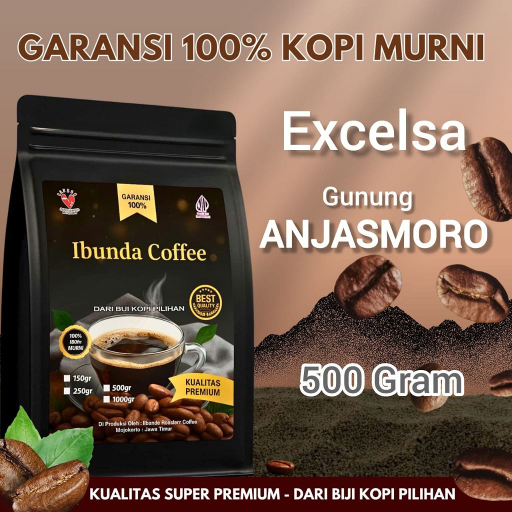 Ibunda Coffee - 500 Gram Kopi Super Premium Excelsa Asisa Gunung Anjasmoro - Kopi Bubuk Murni Eksels