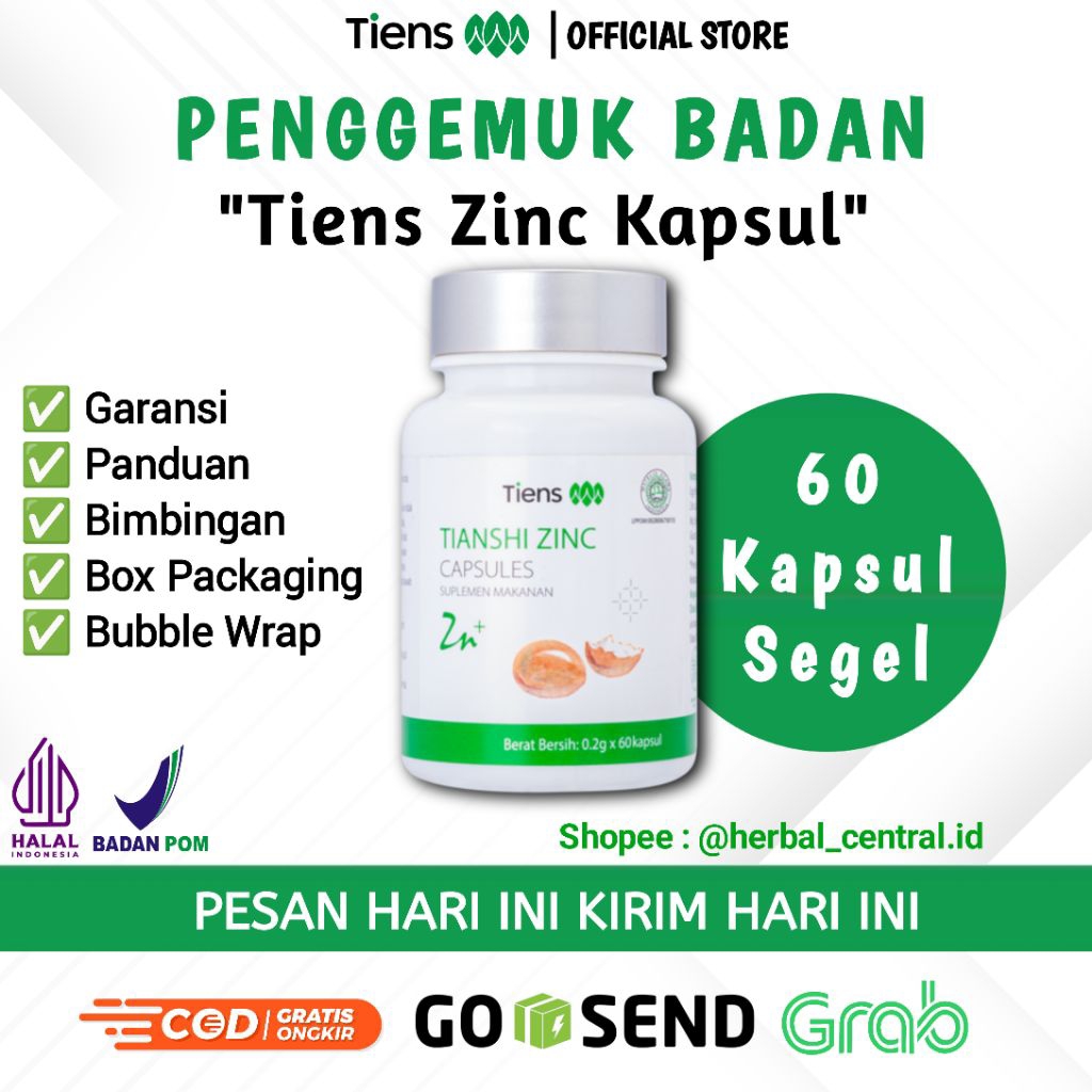 TERLARIS ZINC Penggemuk Badan Ampuh TIENS | ZINC TIENS | VITAMIN Penambah Nafsu Makan | ORIGINAL