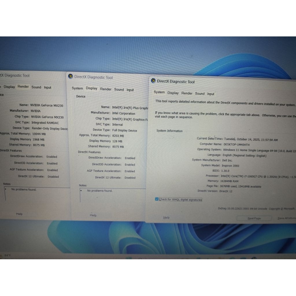 LAPTOP DELL INSPIRON 3593/CORE I7 GEN10 RAM 16 SSD 512NVME/VGA IRIS+NVIDIA MX230