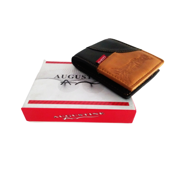 Dompet pendek Pria kulit asli merk Augustine - hitam coklat