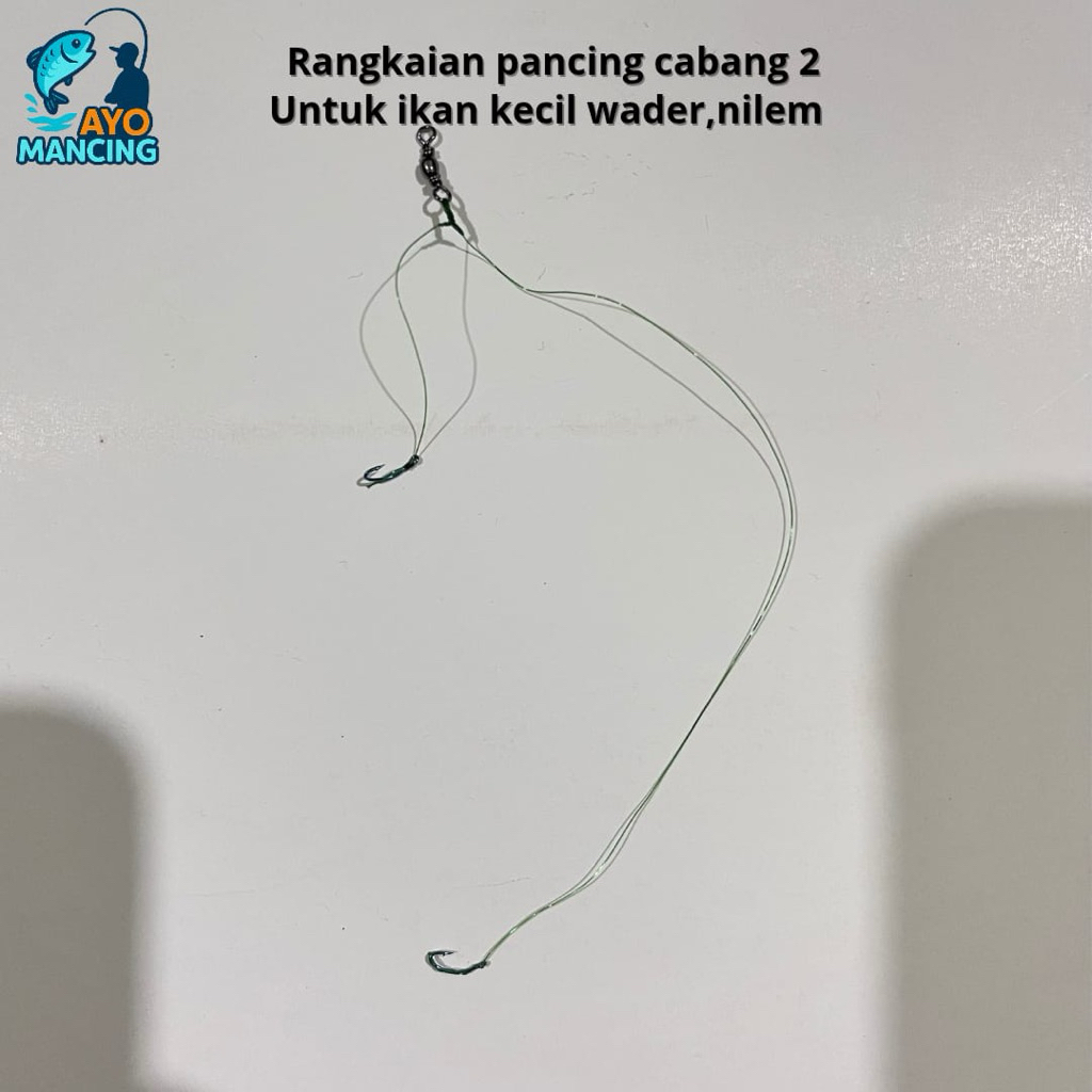 Rangkaian kail cabang 2 mata kail untuk ikan wader,nilem dan ikan kecil