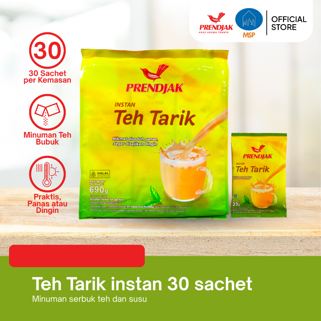 Teh Tarik Prendjak Sachet / Teh Tarik Instant Bubuk isi 30 sachet