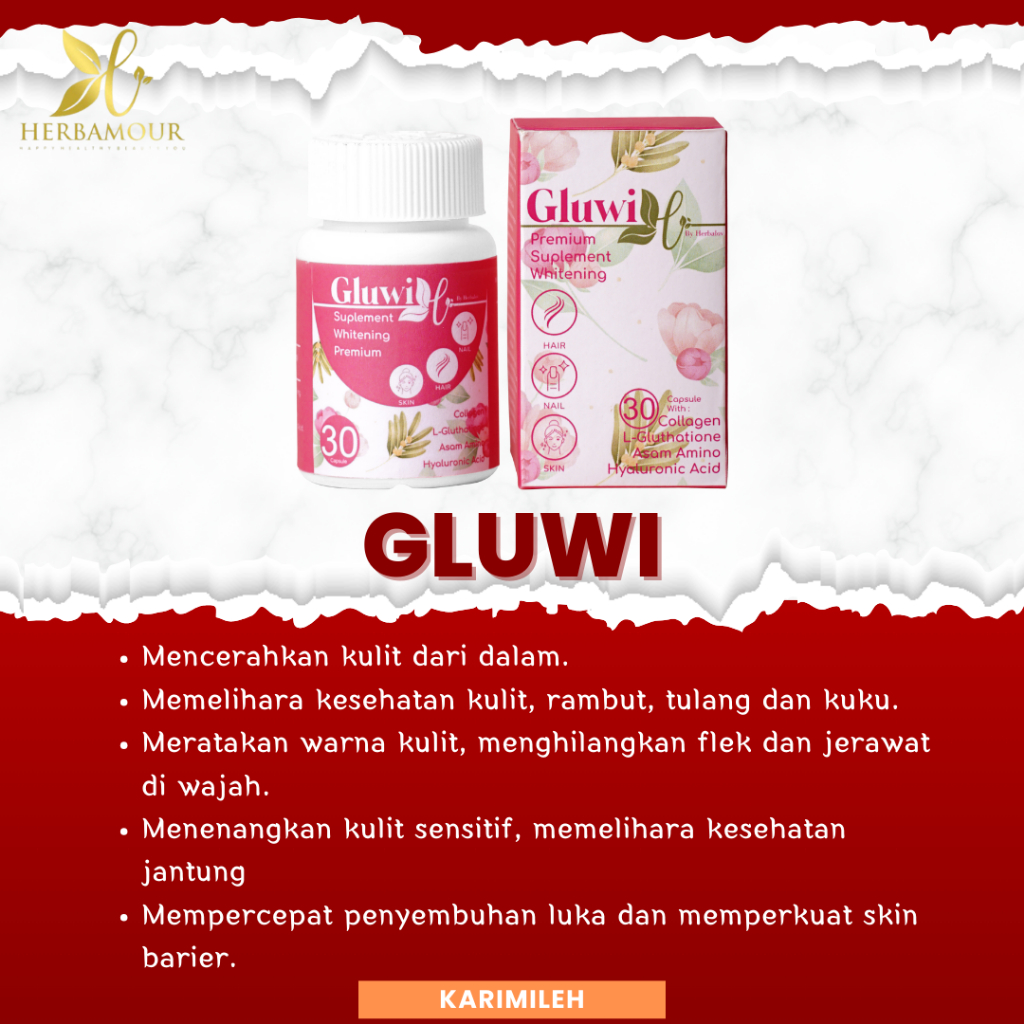 Gluwi Herbamour  Suplemen Whitening Collagen L-Gluthatione