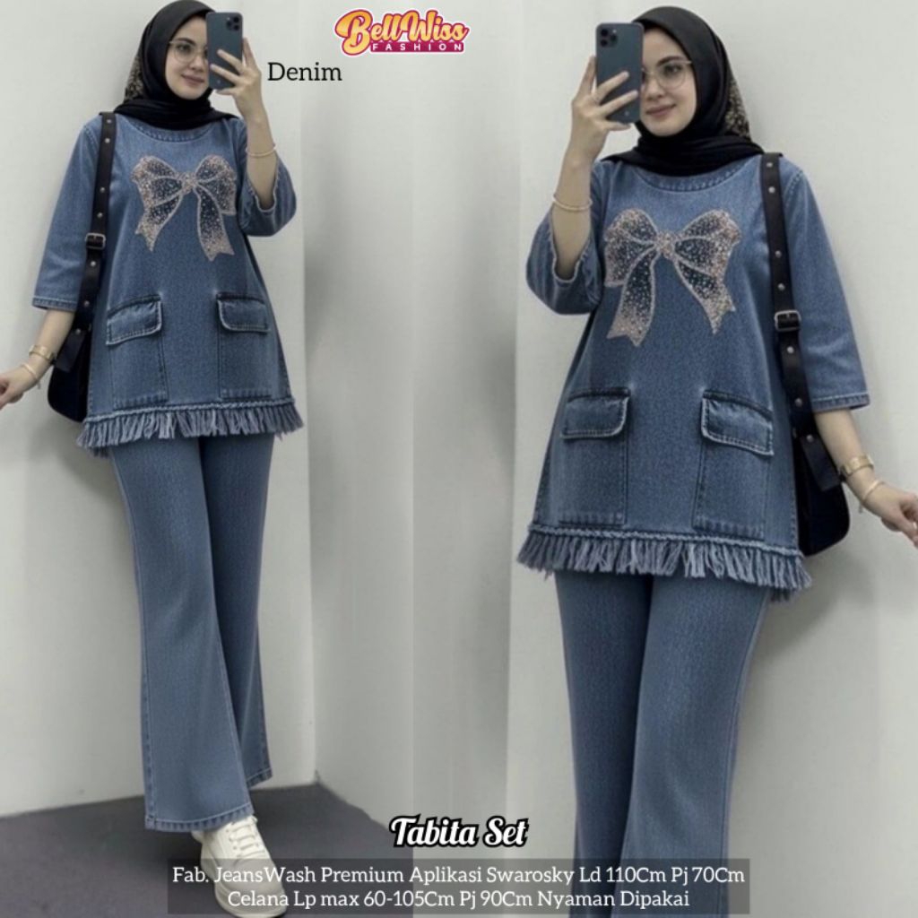 (( READY STOCK )) BELITA TABITA ERINA TESIA NURUL VERCA AIRA SET CELANA JEANS ORI BY BELLWISS // BAJ