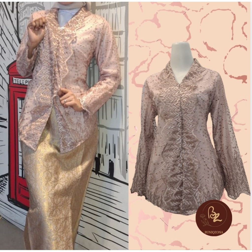 Buniqzona_Kebaya Encim Baham Tile Premium Anggun dan Elegan Atasan Wanita Kondangan Mewah Pesta Sete