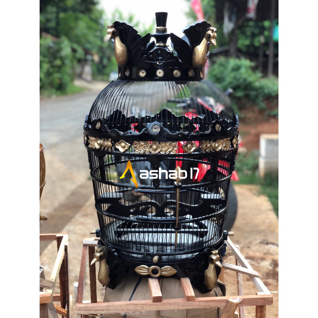 Sangkar Jemur Perkutut Mahkota Merak Kayu Jati