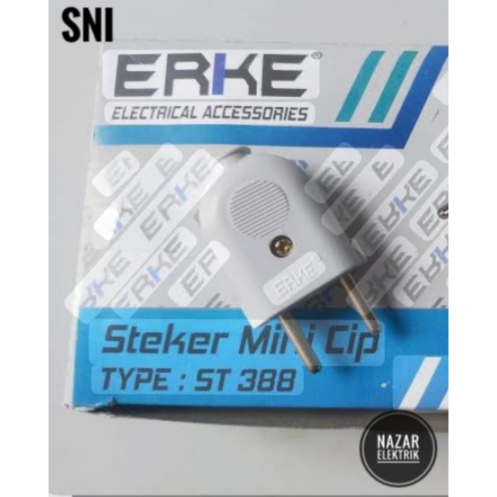 Steker Colokan Gepeng ERKE ST 388 PUTIH-SNI Model UTICON Bukan Broco