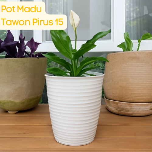 [TANPA MINIMAL ORDER] (1 pc) Pot Bunga Plastik Pot Pirus Tirus Pot Tawon Tinggi 15 cm Putih