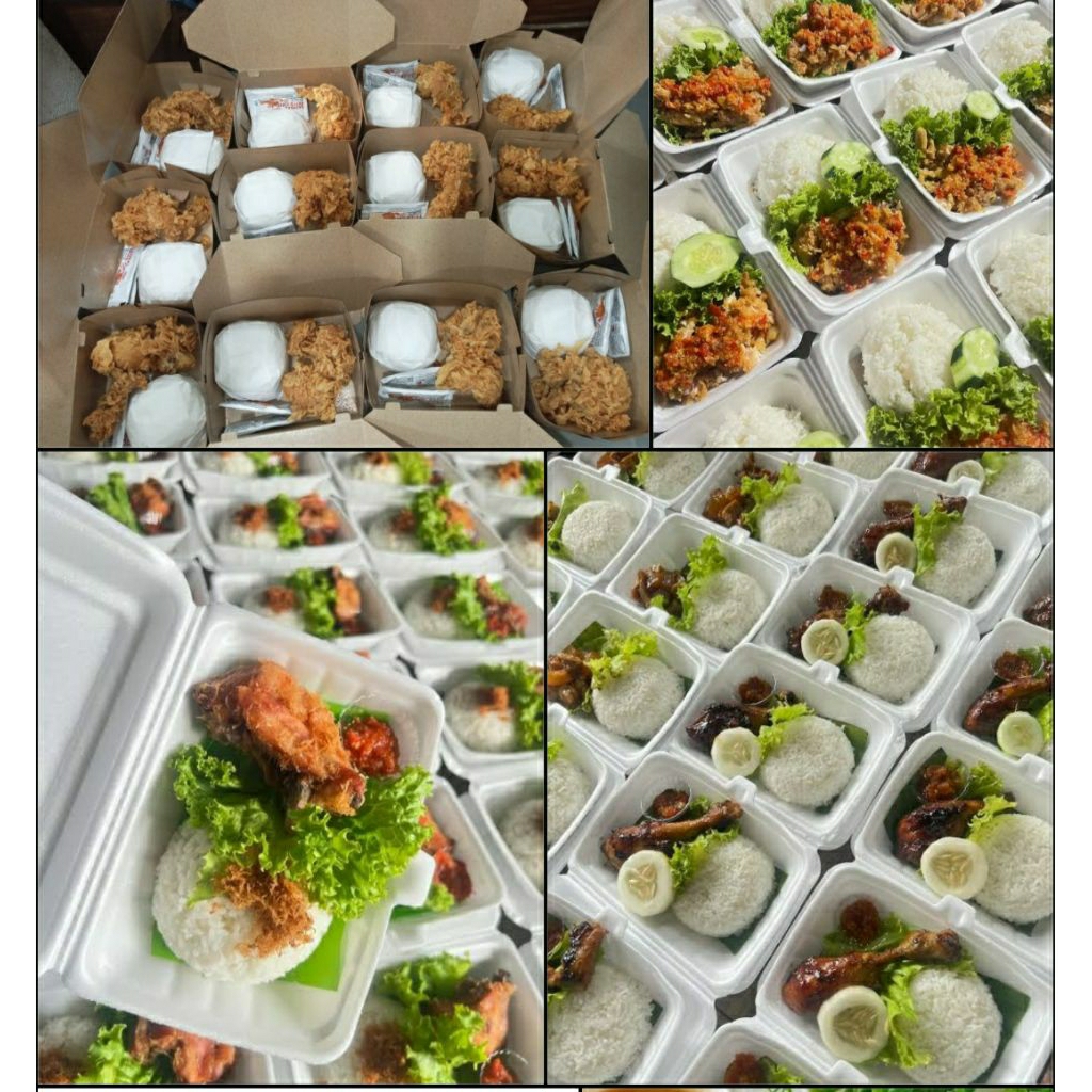 Paket Nasi Box Ekonomis/Ayam Geprek/Ayam Goreng/Ayam Bakar/Ayam Crispy