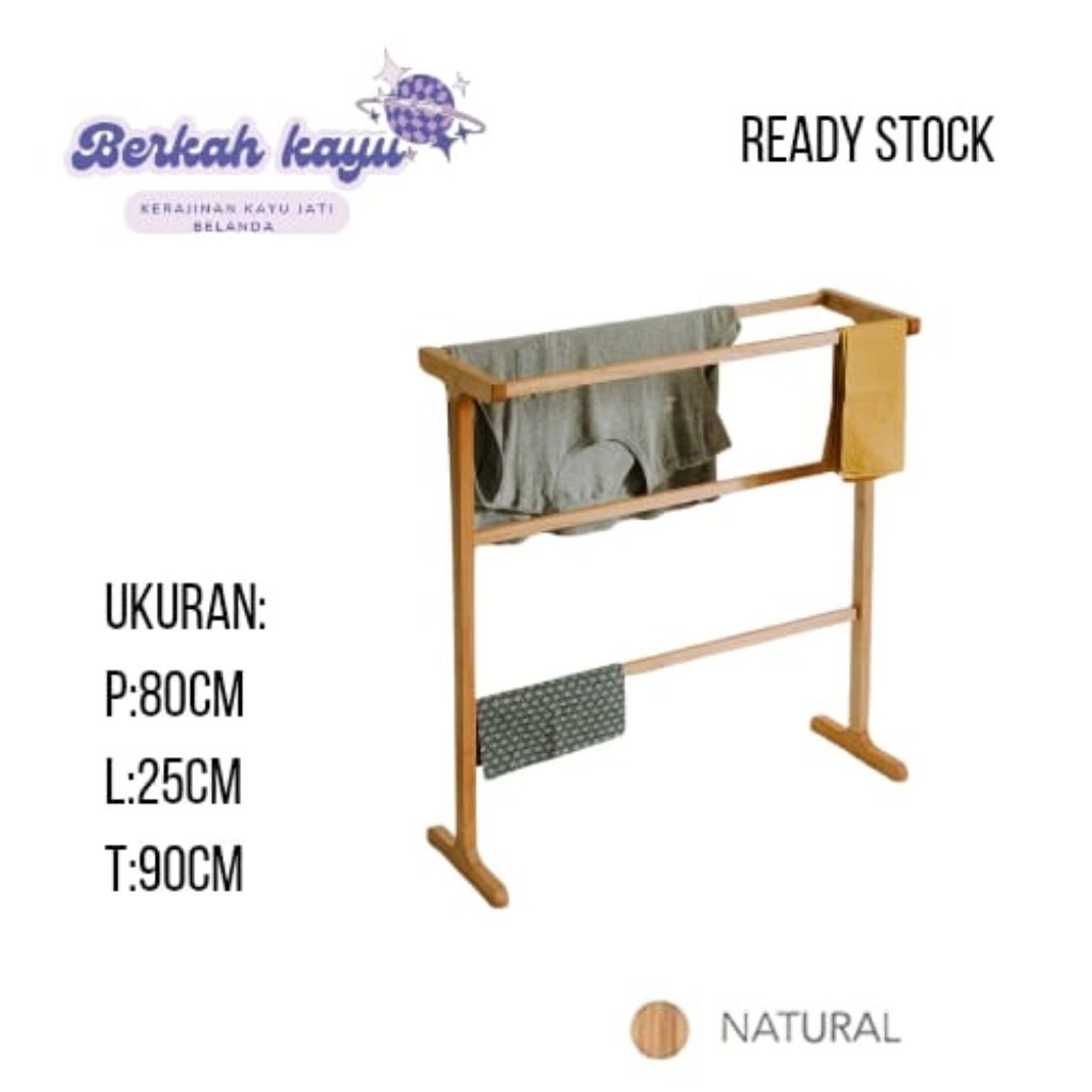 Rak Handuk Kayu Aesthetick/ Rak Pakaian/ Jemuran Handuk/ Rak mukena/ Rak hijab