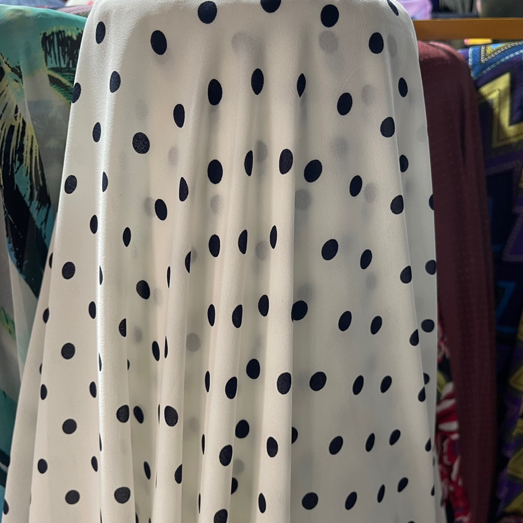 Kain Zara Crepe Motif Polkadot - Kain Polkadot - Kain Motif Polkadot - Kain Bola bola | Harga Per 0,