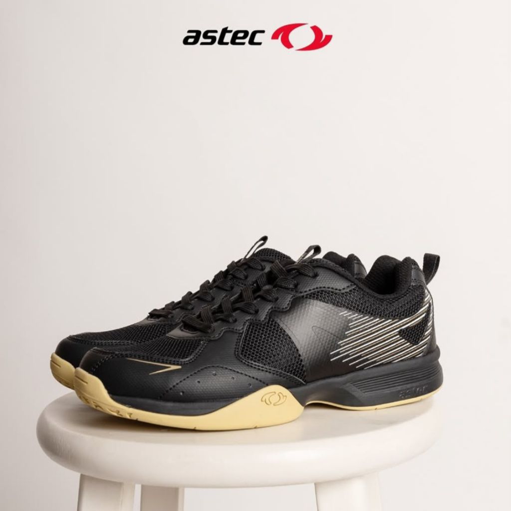 Sepatu Astec Black Gold Bulutangkis Badminton Shoe Original Size 43