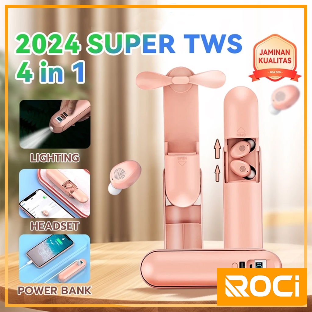 Headset TWS Bluetooth Earphone Bluetooth 4 in 1 with F7 Earbuds HiFi Dan Mini Fan Dan Flashlight Dan