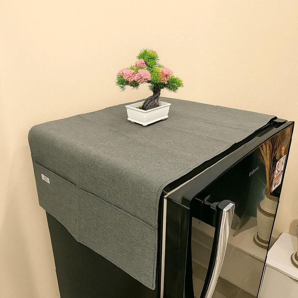 TUTUP KULKAS DENIM POLOS /TUTUP KULKAS KAIN AESTHETIC / COVER KULKAS MINIMALIS / TAPLAK KULKAS