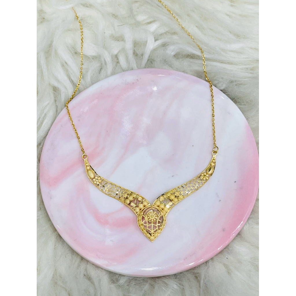 kalung fancy kerawang aurel motif terbaru simple elegant emas asli kadar 875