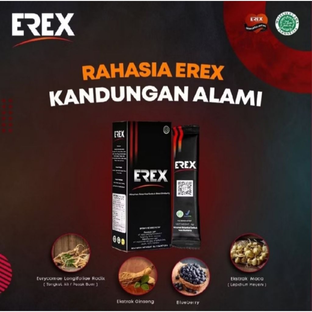 EREX Stamina Pria Minuman Botanical Serbuk Rasa Blueberry - Suplemen Kesehatan Pria Herbal Alami -1 