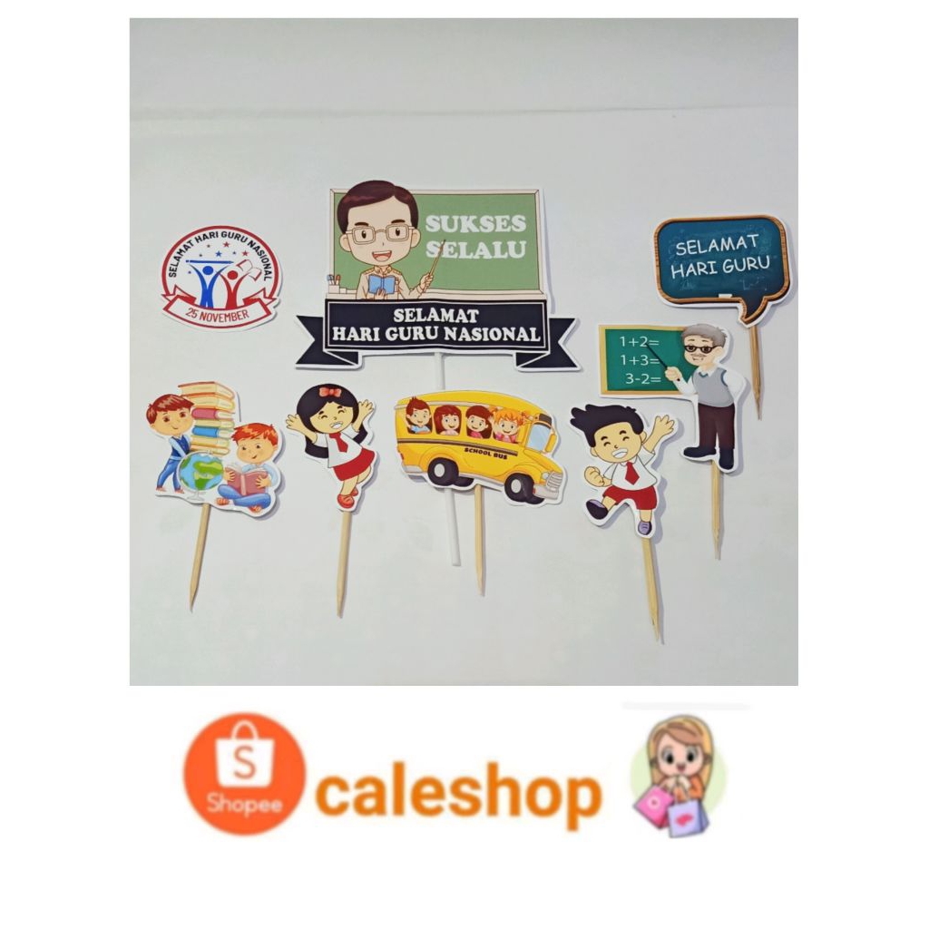 Topper Kertas Kue Ulang Tahun Guru Selamat Hari Guru kartu ucapan
