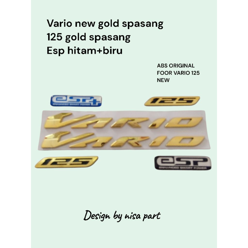 emblem vario new gold spasang+125 gold+esp hitam+esp biru