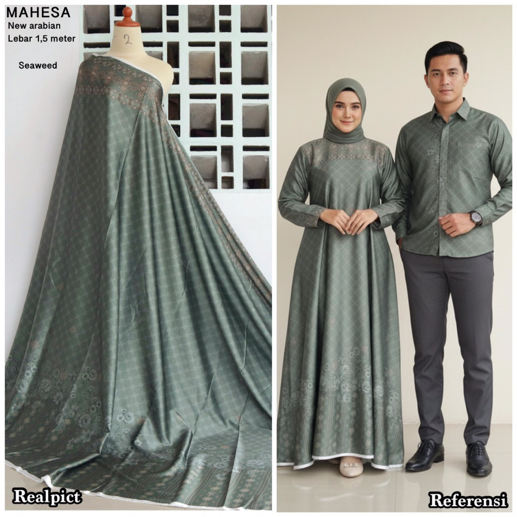 kain arabian sutra silk motif terbaru mengkilap bahan gamis baju pesta sarimbit couple seragaman baj