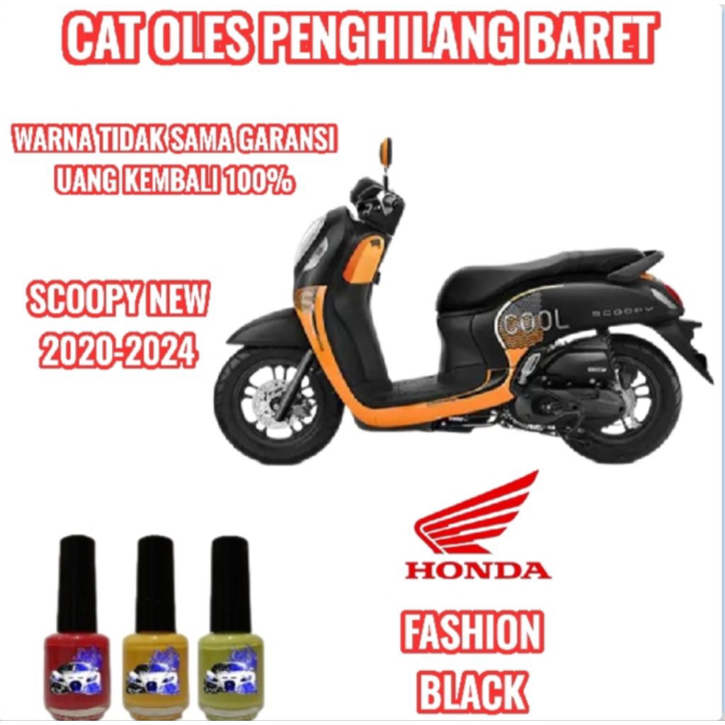 CAT OLES PENGHILANG BARET MOTOR HONDA SCOOPY FASHION BLACK/HITAM DOFF 2020,2021,2022,2023,2024, NEW 