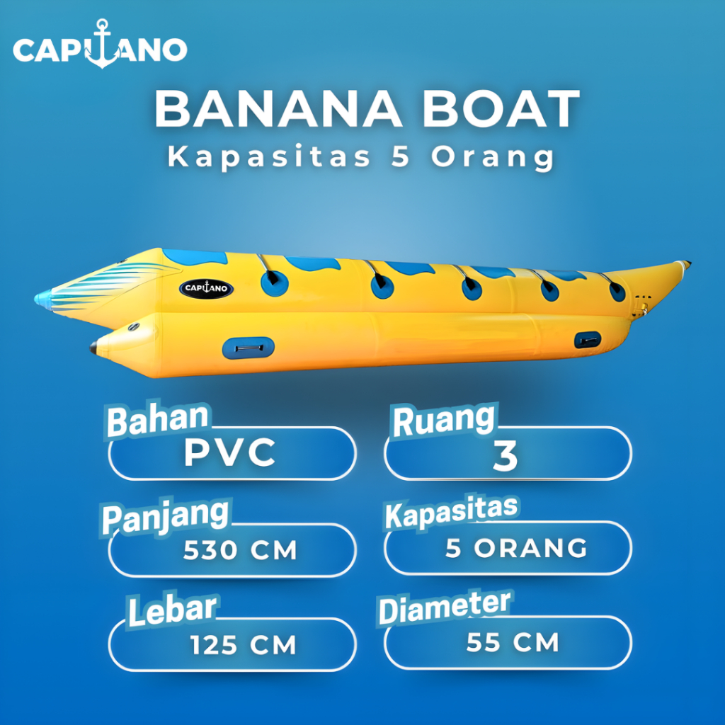 Wahana Air Banana Boat Perahu Karet 5 Orang CAPTAIN
