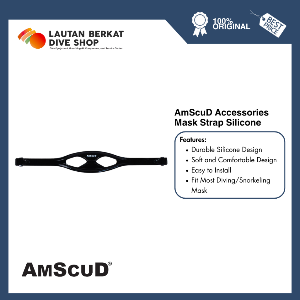 Alat Selam Mask Strap Silicone AmScuD Snorkeling Diving 990913 BLACK