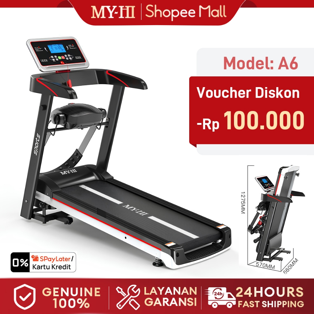 MY-HI Treadmill Portable  A6  Dasbor digital  Treadmill electric low watt Treadmill elektrik incline