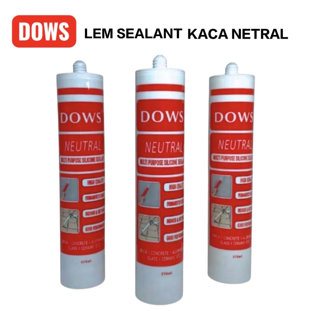 DOWS Lem silicon netral 270ml / sealant lem / Lem kaca netral