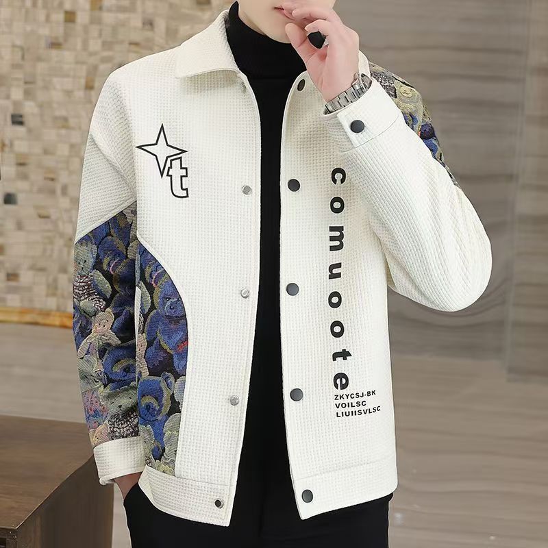 Jaket Versi Korea Pria, Mantel Kasual Kualitas Tinggi  Kerah Pakaian Pria Atasan Tampan