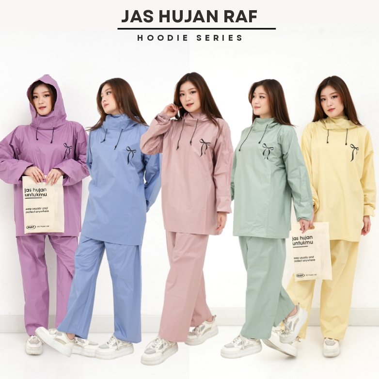 RAF Jas Hujan Hoodie Waterproof Pria Wanita Dewasa PVC Raincoat Anti Rembes