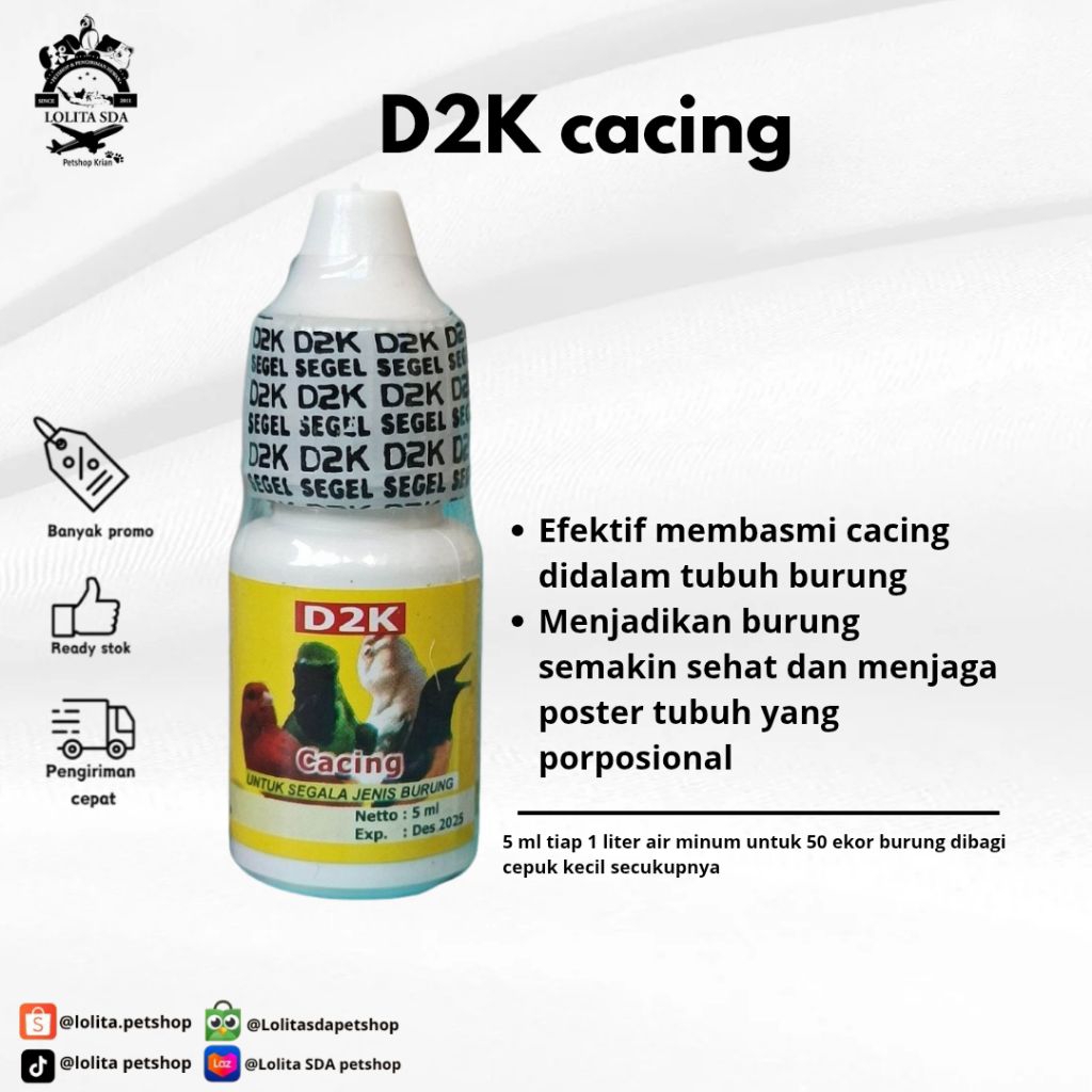 OBAT BURUNG CACING D2K ATASI CACINGAN KURUS NYILET PERUT BENGKAK LESU