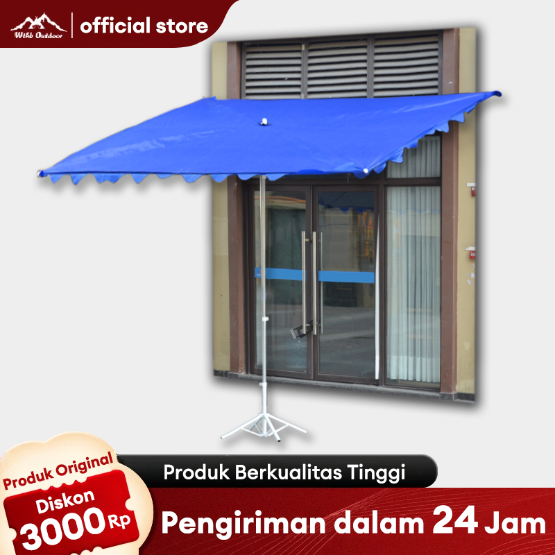 WTHB Outdoor Payung Kotak Outdoor Dapat Dimiringkan - Kanopi Lipat Kuat untuk Kios, Taman & Teras