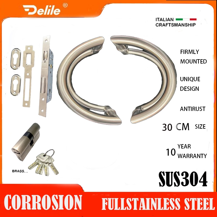 Tarikan Pintu 2 Rumah/Full Handle Stainless Steel/ Pegangan Pintu Rumah/ Full Handle Set