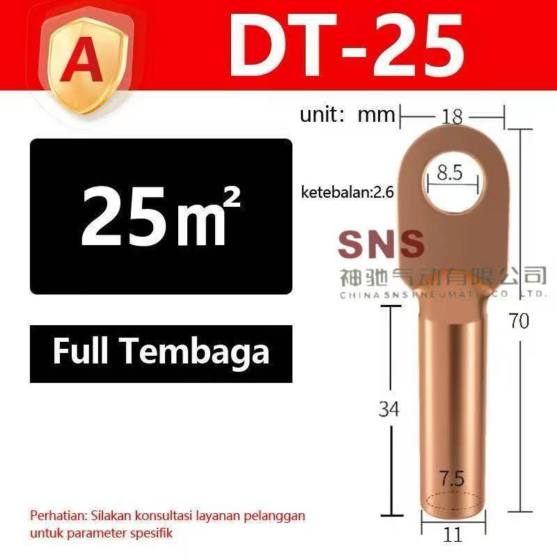 skun kabel tembaga DT25mm