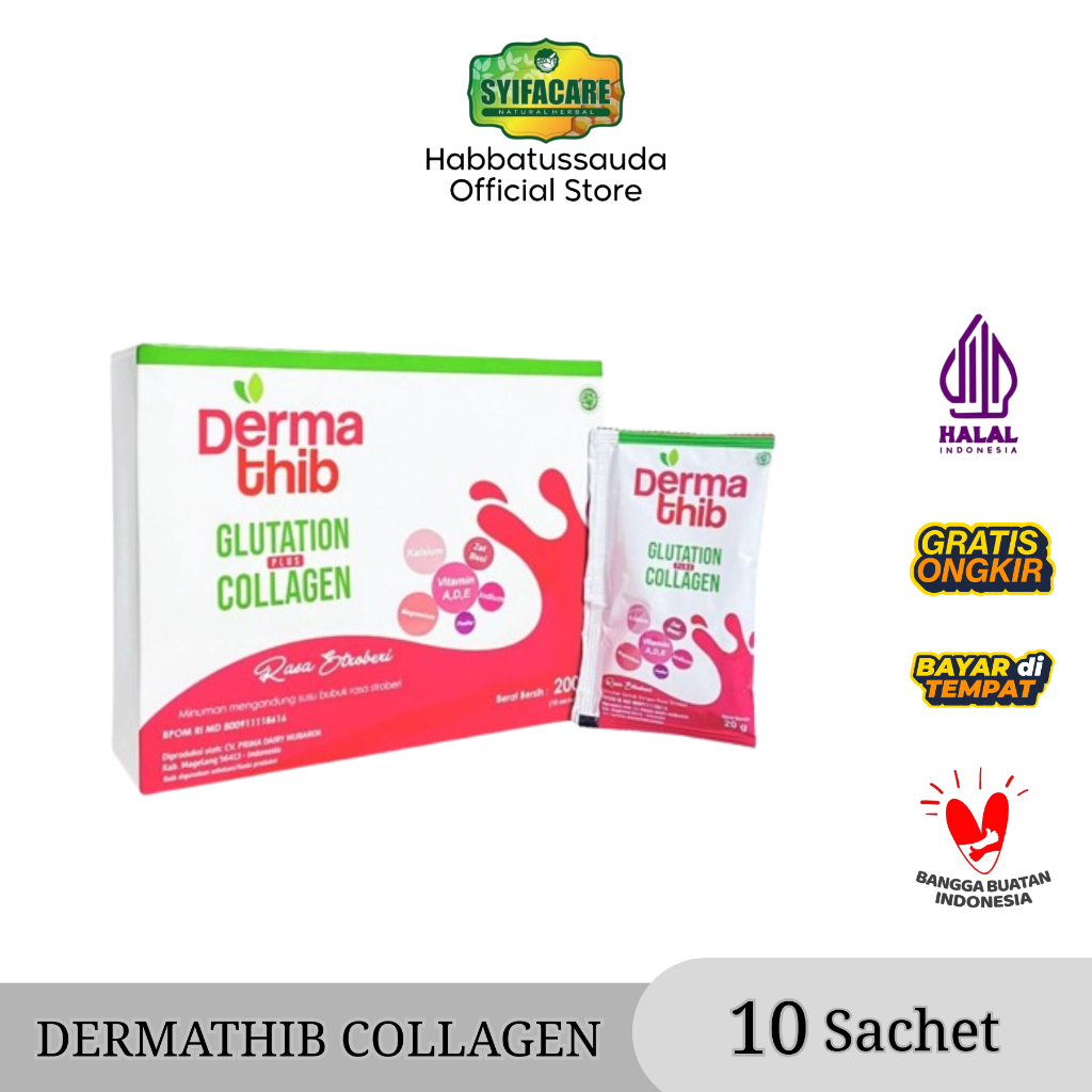 Dermathib Glutation Plus Kolagen Minuman Vitamin Kulit Pemutih Badan Dan Wajah BPOM