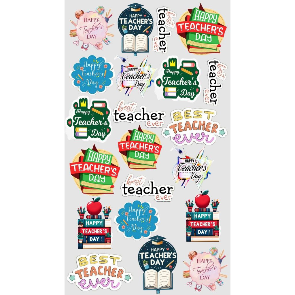 Topper hari guru,happy teacher day bahan bontax/stiker