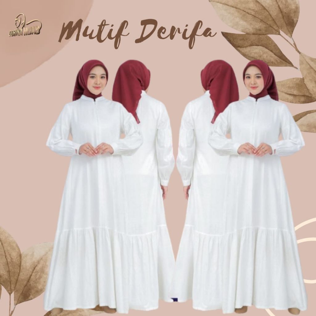 Gamis mutif terbaru / mutif derifa / gamis putih / gamis manasik / gamis katun