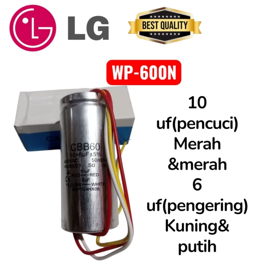 Kapasitor original mesin cuci 2 tabung LG WP-600N