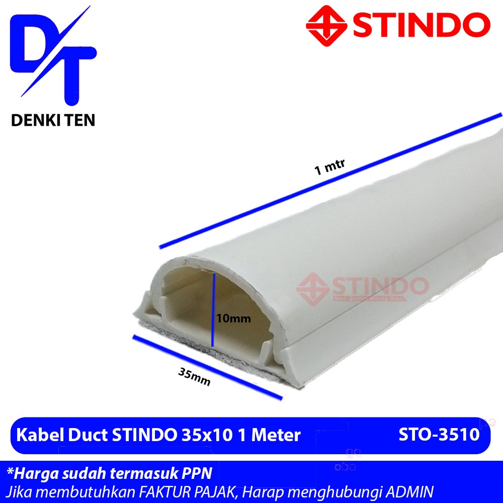 Kabel Duct Oval STINDO 35x10 Panjang 1 Meter ORIGINAL