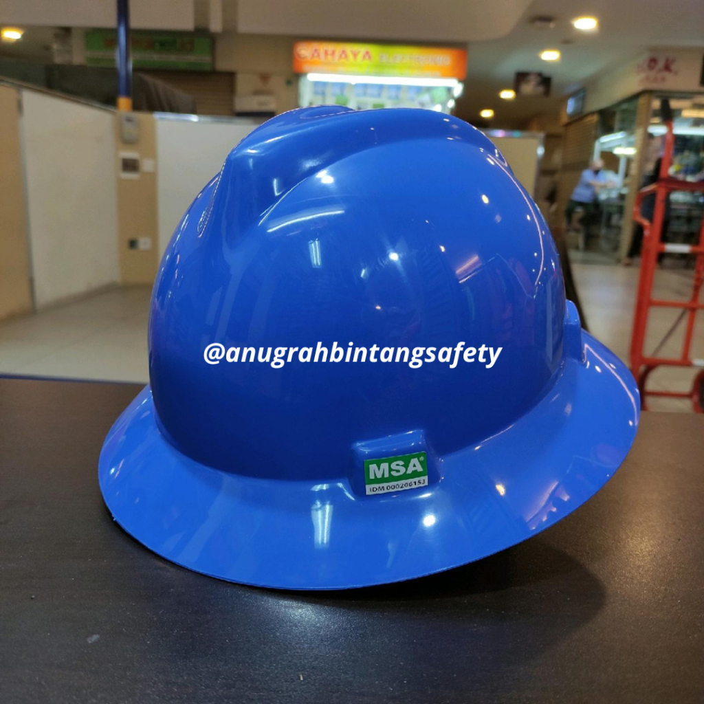 HELM SAFETY PROYEK MSA LOKAL - HELM SAFETY MSA FULL BRIM WARNA BIRU STANDAR SNI