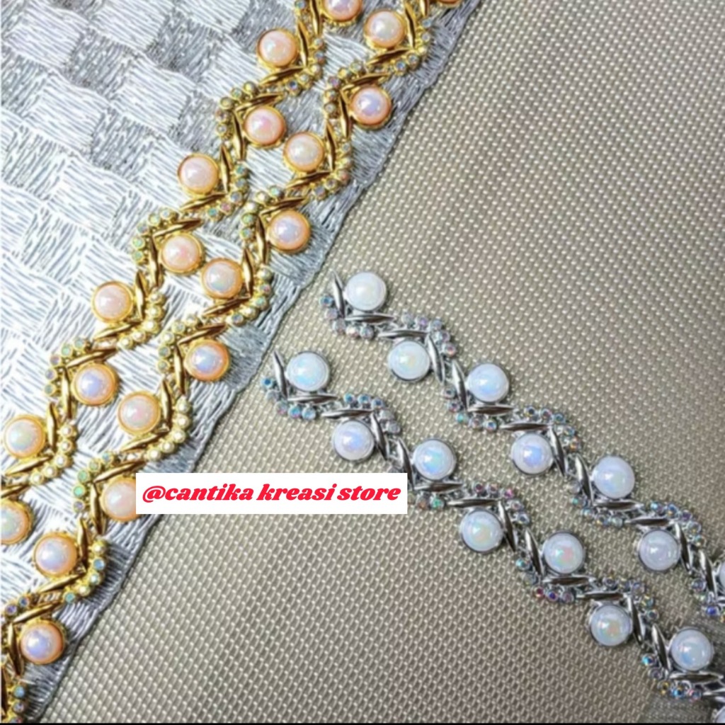 Diamond Renteng aplikasi cangkang 3D Premium Payet Cangkang per 50 cm mewah gold silver
