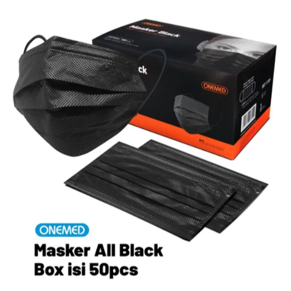 Masker Onemed Hitam Masker Medis Hitam 3 Ply Onemed