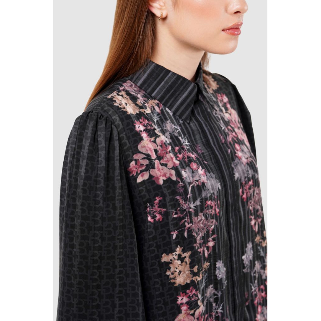 {SOLD} NEW LAUNCHING BJ BENANG JARUM VIOLA BLACK DRESS SIZE S LD UP TO 104