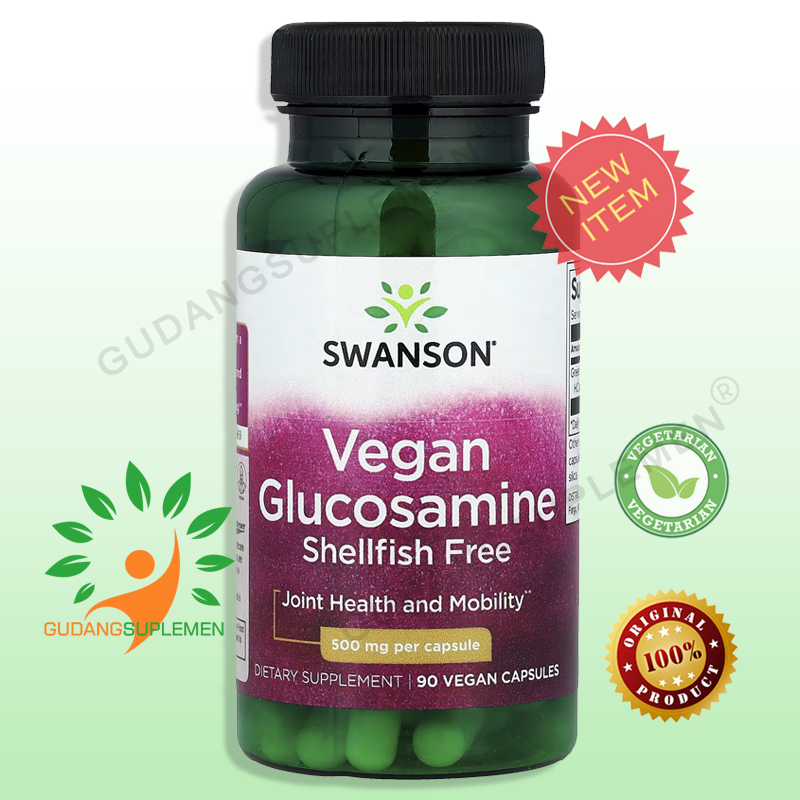 Swanson VEGAN GLUCOSAMINE 500 mg – 90 Vegan Capsules (Shellfish Free) - tanpa bahan dari kerang — am