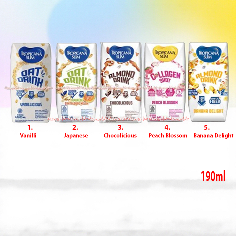 Tropicana Slim 190ml Oat Drink Vanillicious Japanese Chocolicious Banana Sugar Free Low fat Susu Cai