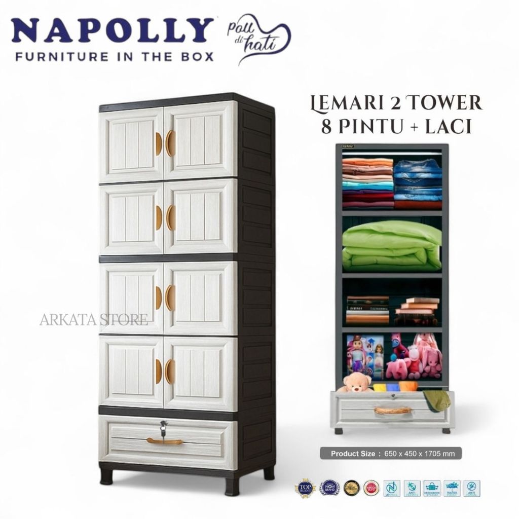 CRS MU 48D NAPOLLY  (FULL RAK) -  Lemari Pakaian Napolly Ambal BCBC MU 48D |  Lemari Plastik Napolly