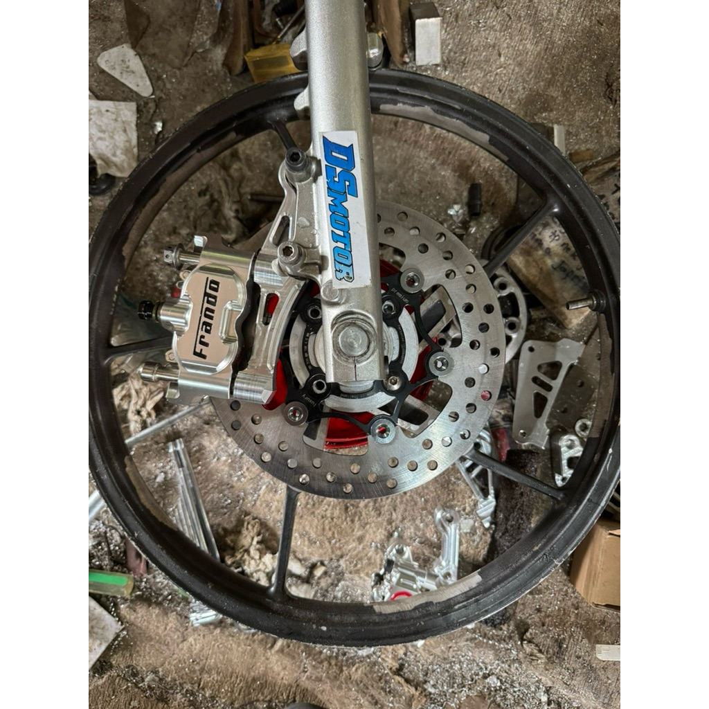 custom breket kaliper frando 4P 4piston depan ninjaR ninjaSS ninjaRR mio fizR nouvo jupiterZ disc 22