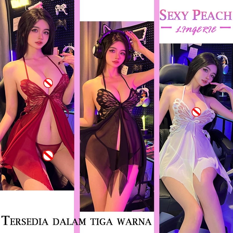 Piyamas Wanita + G String Bodysuit TidurGaun Punggung Terbuka Elastis PiyamasPakaian Malam Pertama04